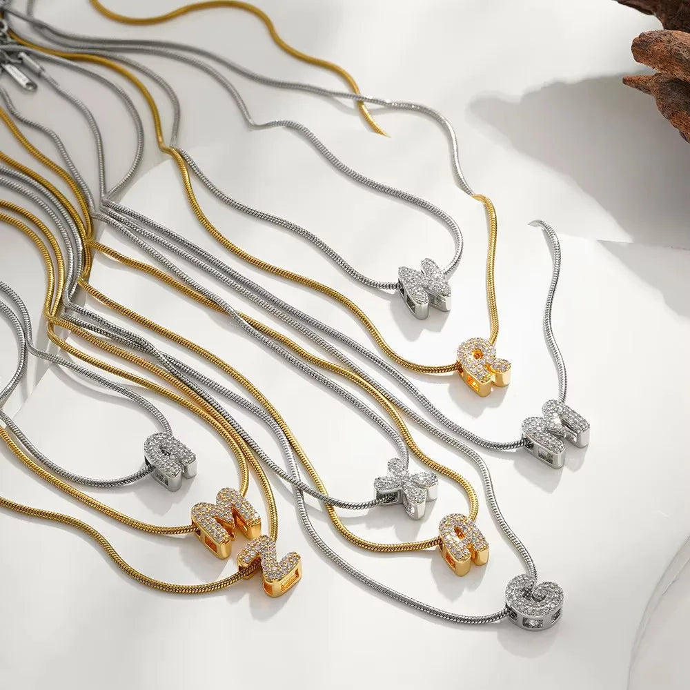 Tiny CZ Initial Necklace