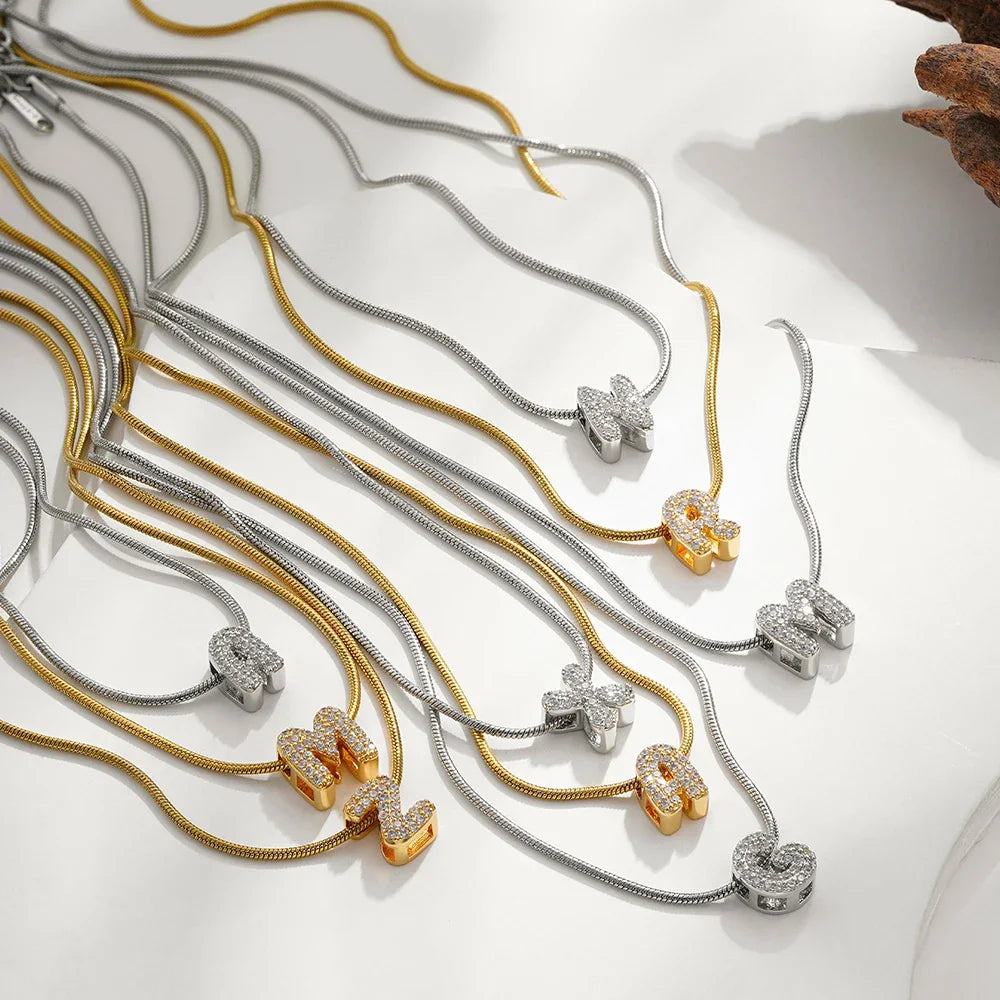 Tiny CZ Initial Necklace