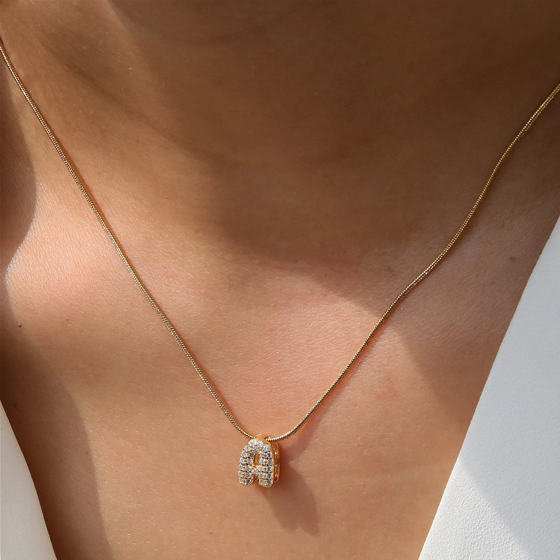 Tiny CZ Initial Necklace