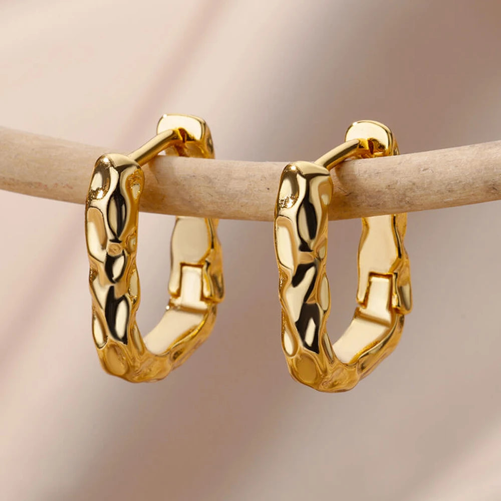 Golden Heart Hoop Earrings