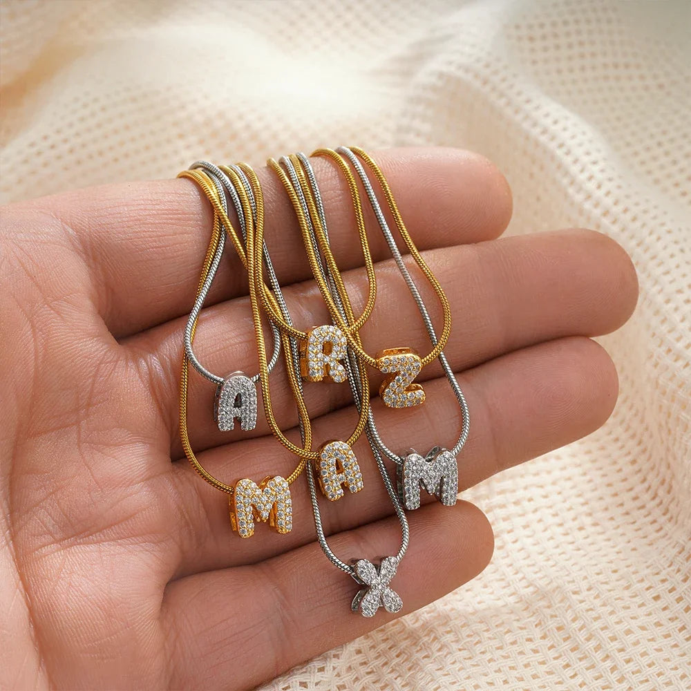 Tiny CZ Initial Necklace