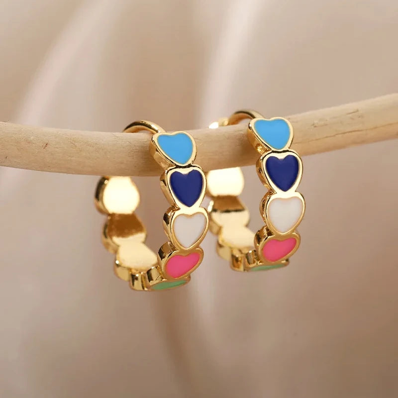 Golden Heart Hoop Earrings