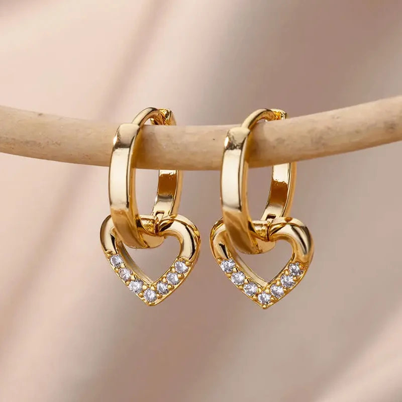 Golden Heart Hoop Earrings