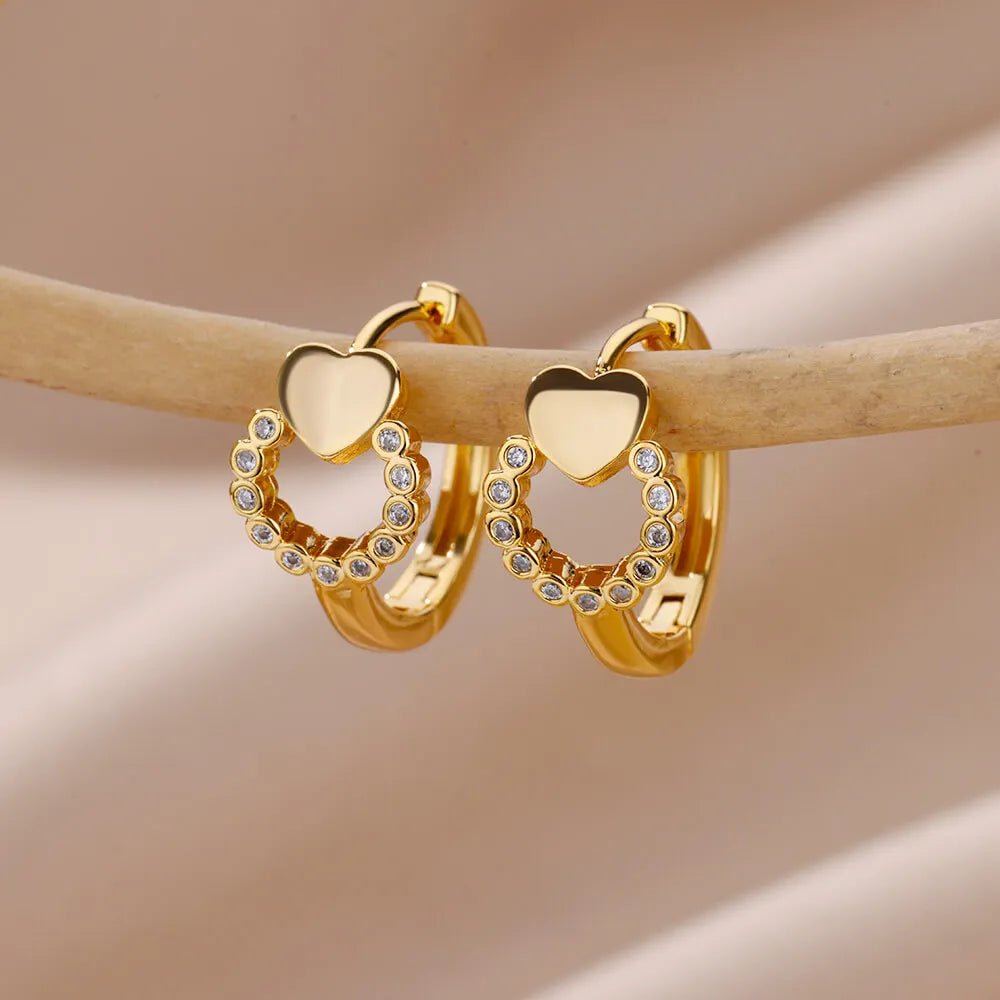 Golden Heart Hoop Earrings