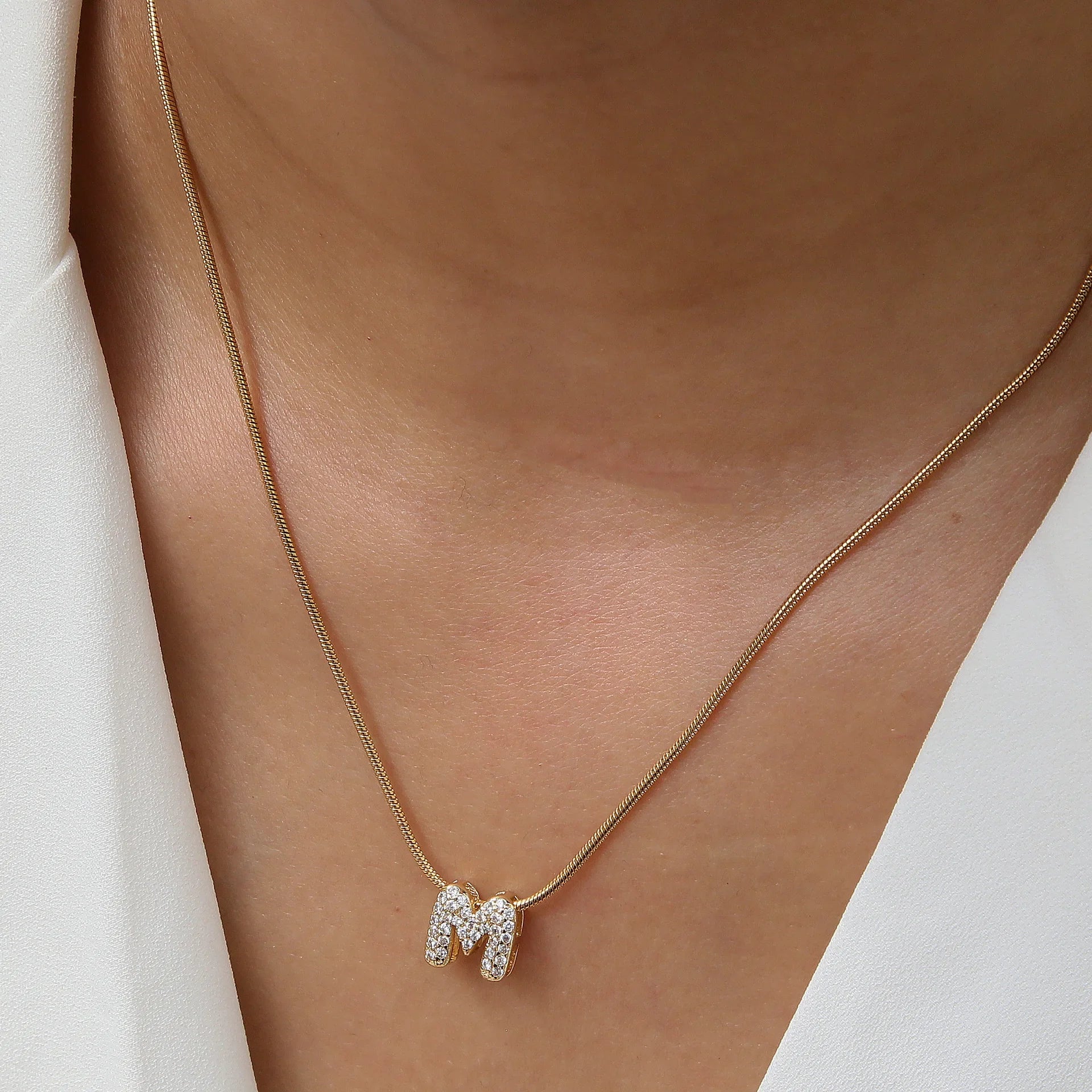 Tiny CZ Initial Necklace