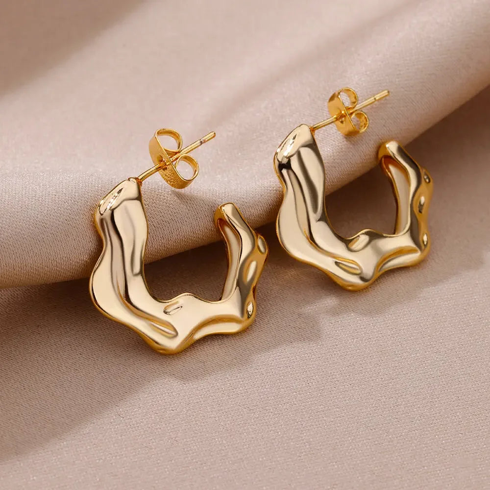 Golden Heart Hoop Earrings