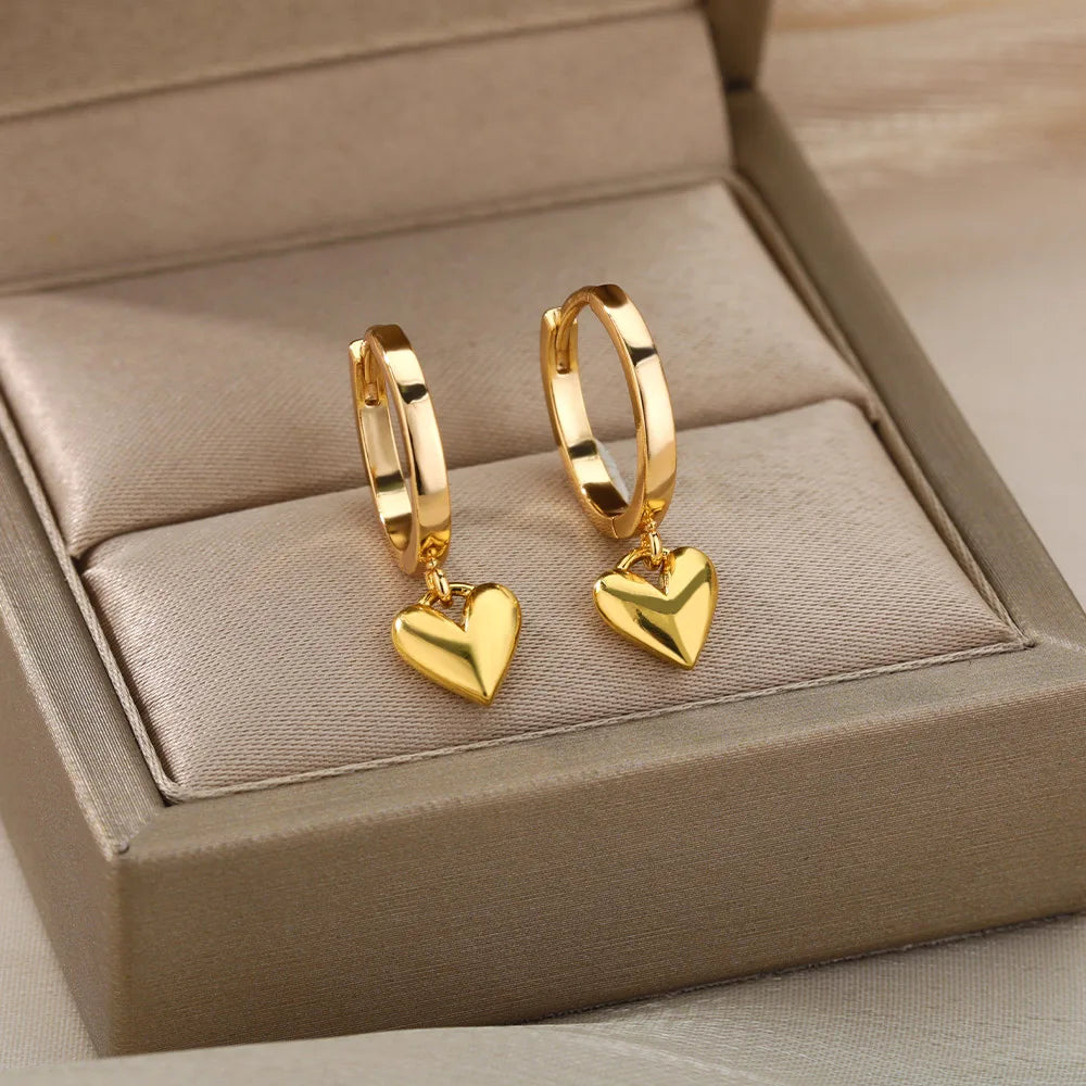 Golden Heart Hoop Earrings